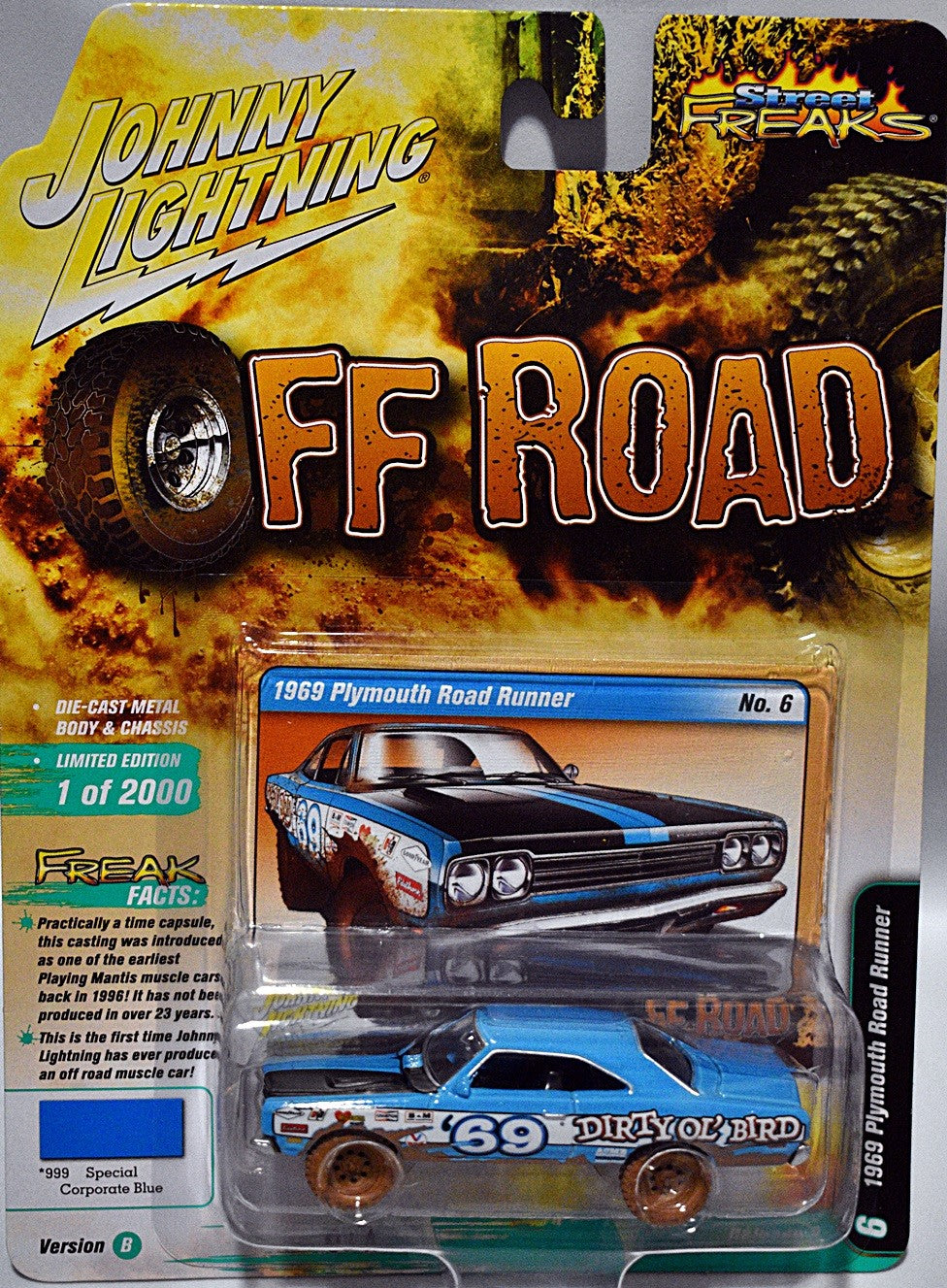 Johnny Lightning Street Freaks - Off Road - Redneck Muscle Car - 1969 Plymouth Road Runner Dirty Ol' Bird