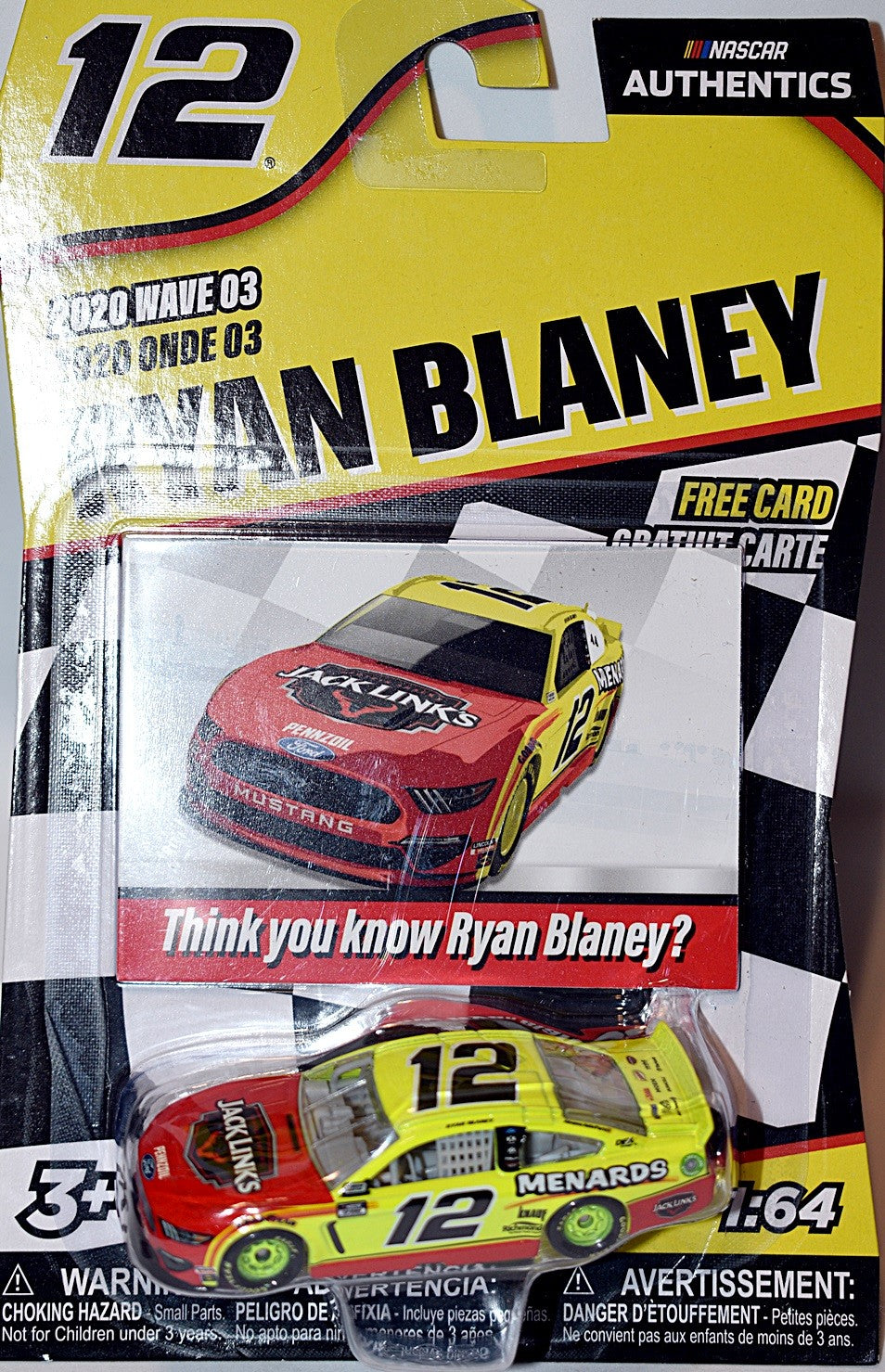 NASCAR Authentics - Ryan Blaney Pennzoil Menards  Ford Mustang