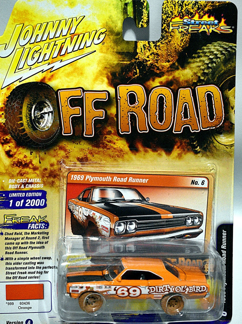 Johnny Lightning Street Freaks - Off Road - Redneck Muscle Car - 1969 Plymouth Road Runner Dirty Ol' Bird