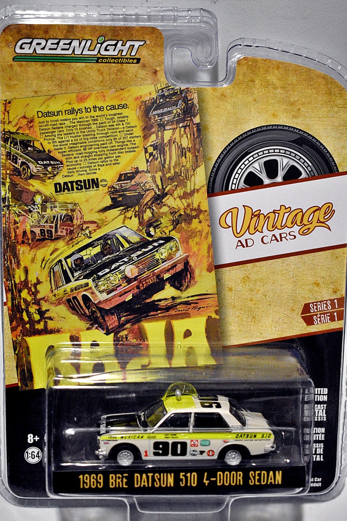 Greenlight Vintage Auto Ads - 1969 BRE Datsun 510 4 Door Sedan - BAJA