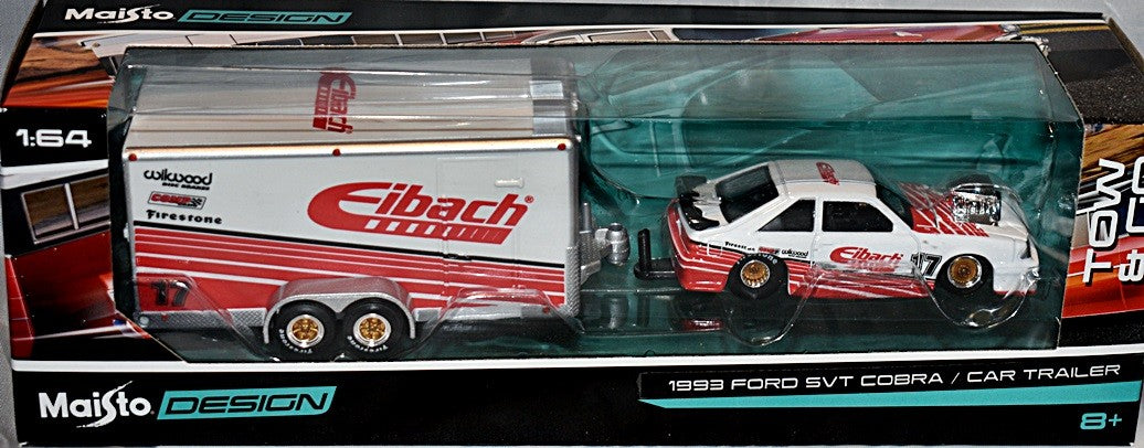 Maisto - Tow & Go - 1993 Ford Mustang SVT Cobra and Eibach Race Trailer