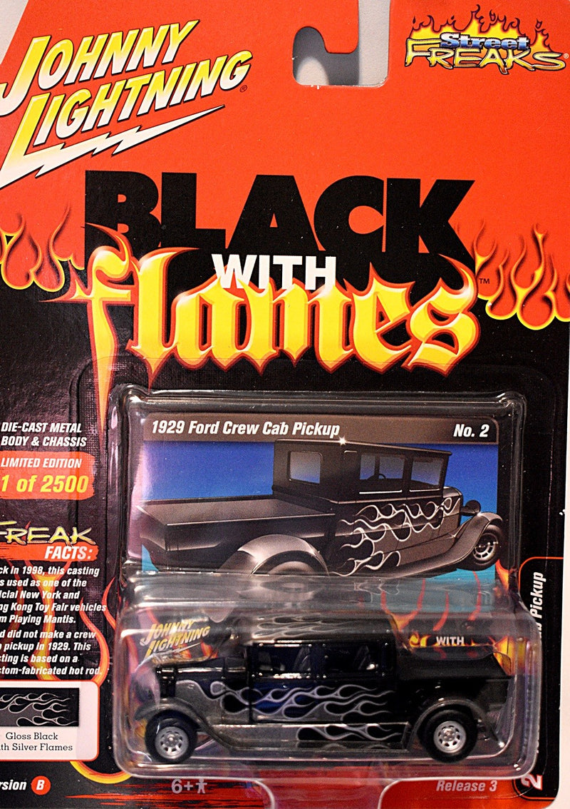 Johnny Lightning Black with Flames - 1929 Ford Crew Cab Pickup Truck