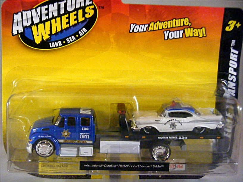 Maisto Adventure Wheels - Elite Transport Police Department Flatbed Tow Truck and 57 Chevy Highway Patrol Car