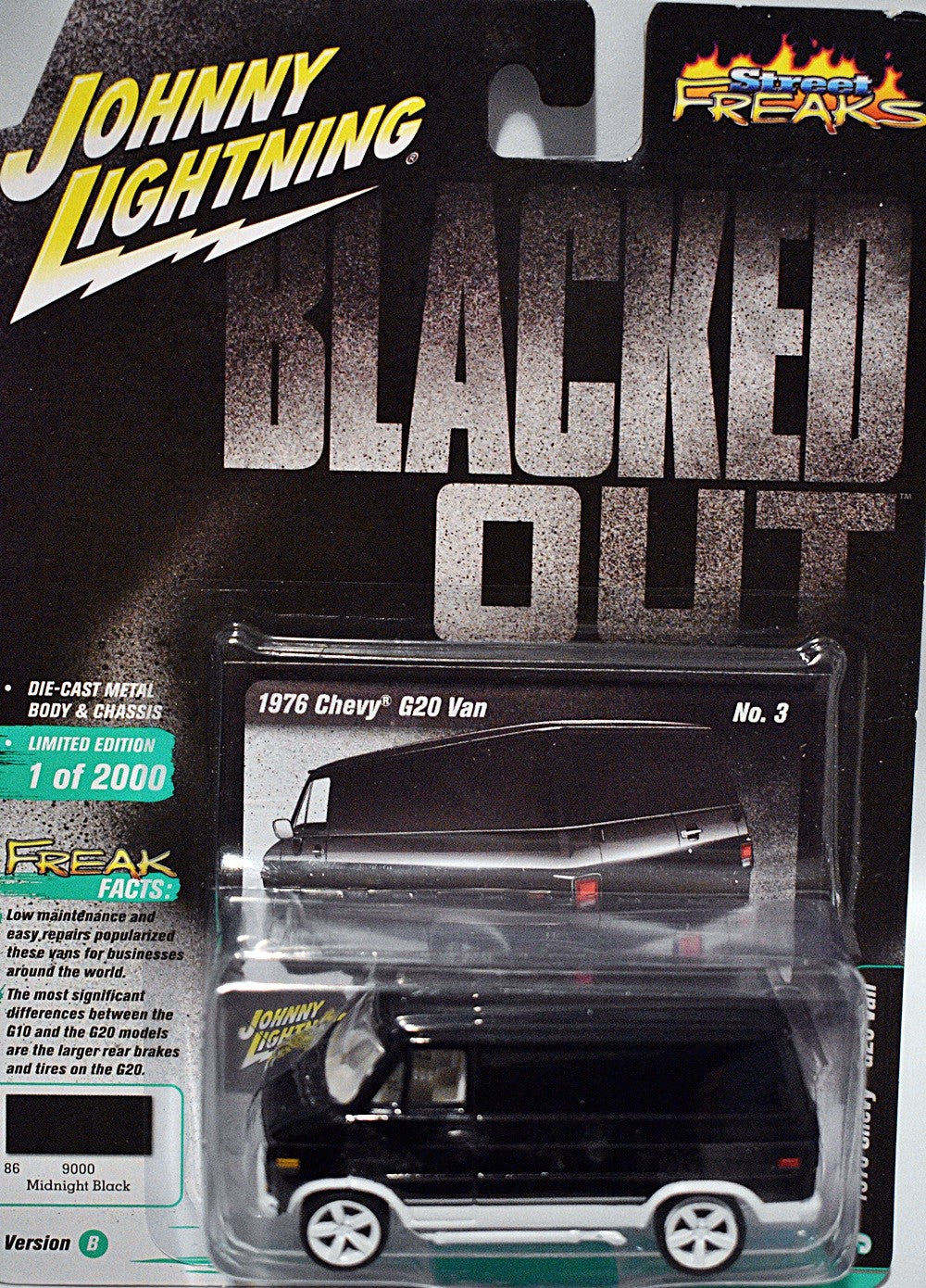 Johnny Lightning Street Freaks - Blacked Out - 1976 Chevrolet G20 Van