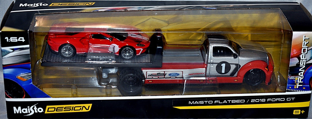Maisto - Transport -  Ford GT & Flatbed Race Transporter