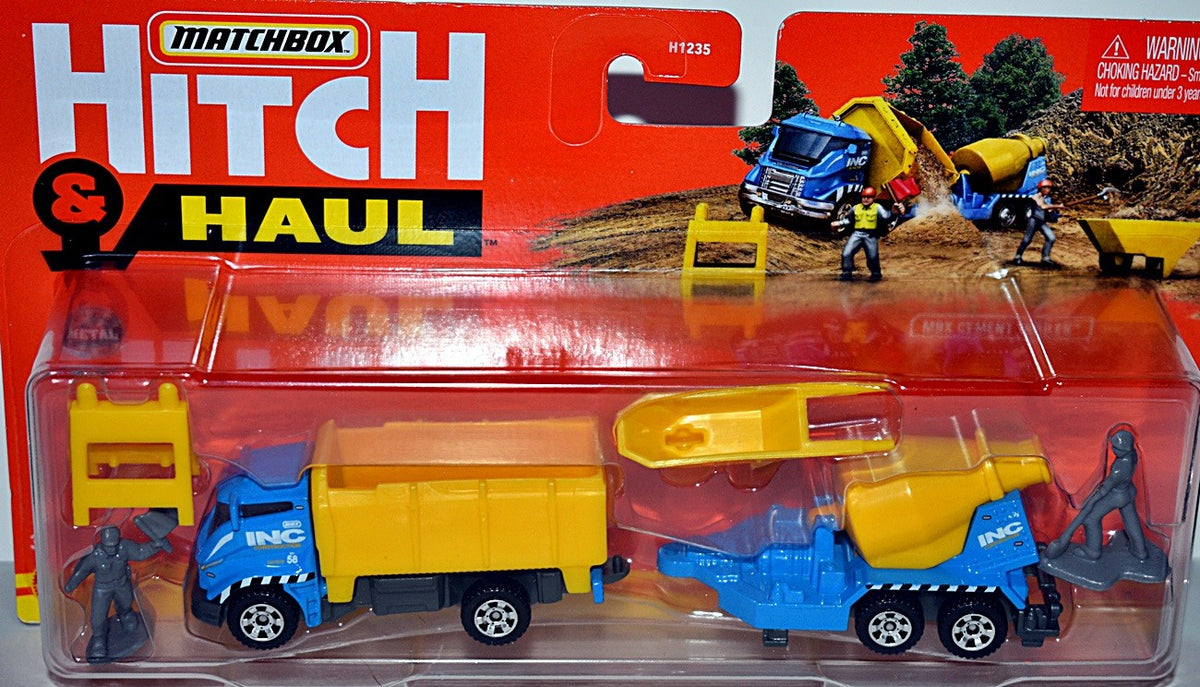 Matchbox Hitch & Haul - Side Dump Sand Truck & Cement Mixer Trailer set
