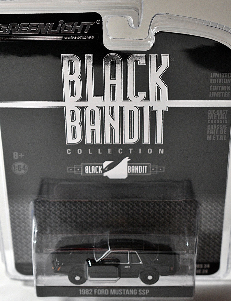 Greenlight Black Bandit - Fox Bodied 1982 Ford Mustang SSP Police Car