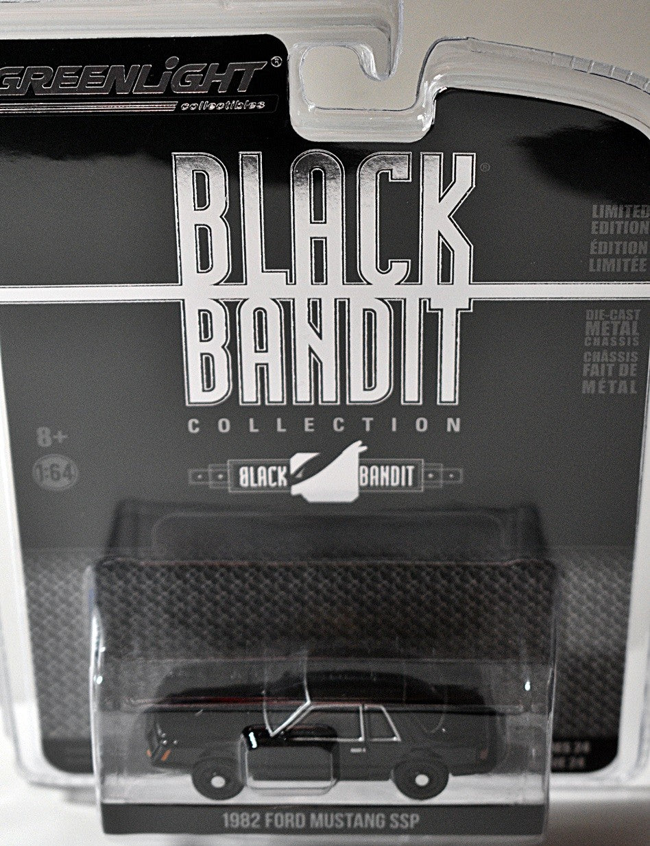 Greenlight Black Bandit - Fox Bodied 1982 Ford Mustang SSP Police Car