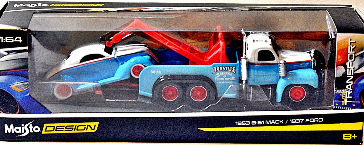 Maisto - Transporter Set - 1937 Ford Coupe and 1953 Mack B-61 Tow Truck
