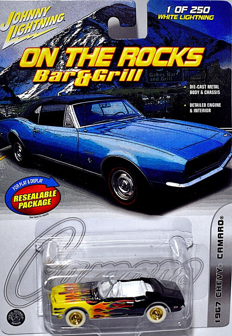 Rare Johnny Lightning Promo White Lightning! On The Rocks Bar & Grille - 1967 Chevy Camaro Convertible