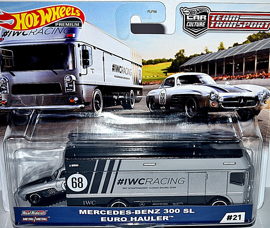 Hot Wheels Car Culture - Team Transport - Mercedes Benz 300SL Gullwing & Euro Hauler