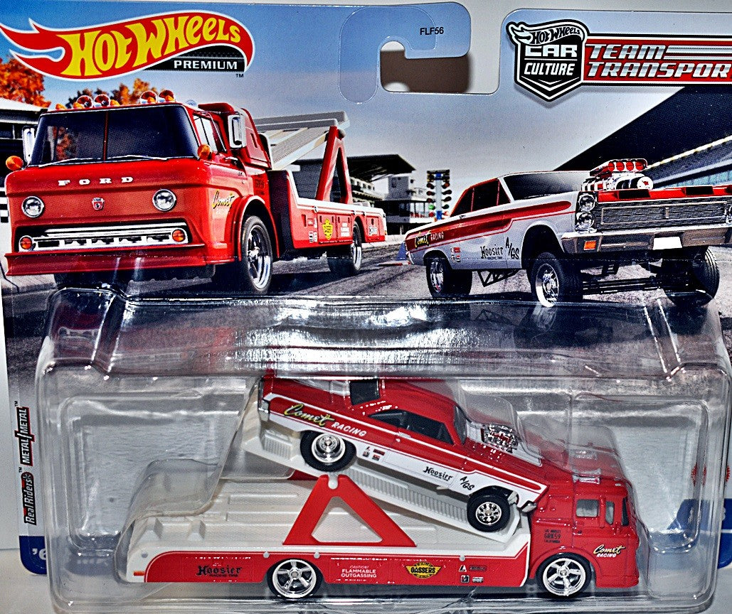 Hot Wheels Car Culture - Team Transport - 1965 Mercury Comet Cyclone NHRA Gasser & 1960's Ford C-800 Transporter