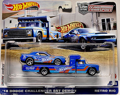 Hot Wheels Car Culture - Team Transport - NHRA - 2018 Dodge Challenger SRT Demon and 1960's Retro Dodge Transporter
