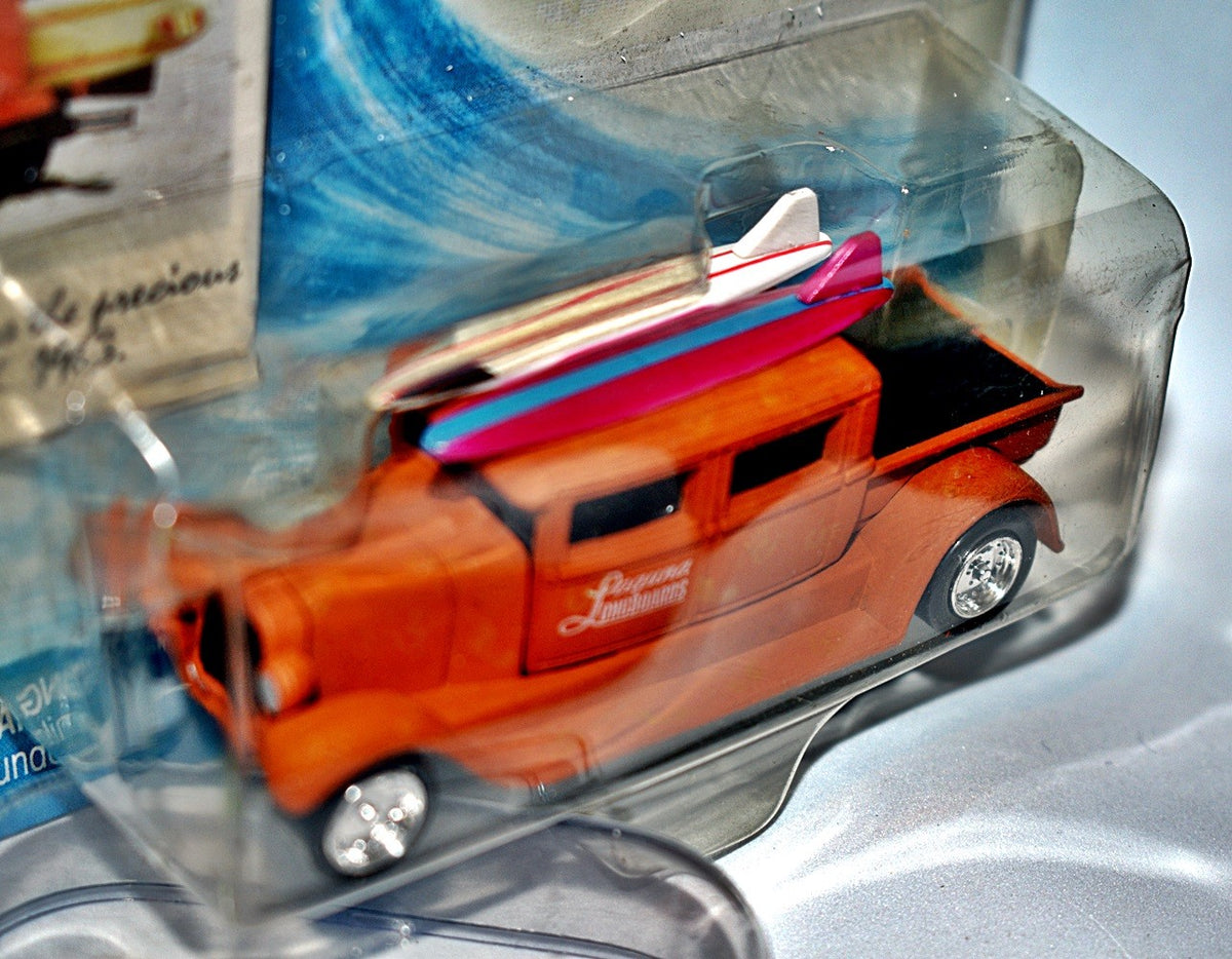 Johnny Lightning Surf Rods - Laguna Longboards - 1929 Model A Crew Cab Ford Pickup Surf Truck