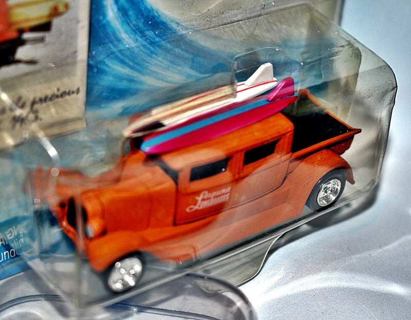 Johnny Lightning Surf Rods - Laguna Longboards - 1929 Model A Crew Cab Ford Pickup Surf Truck