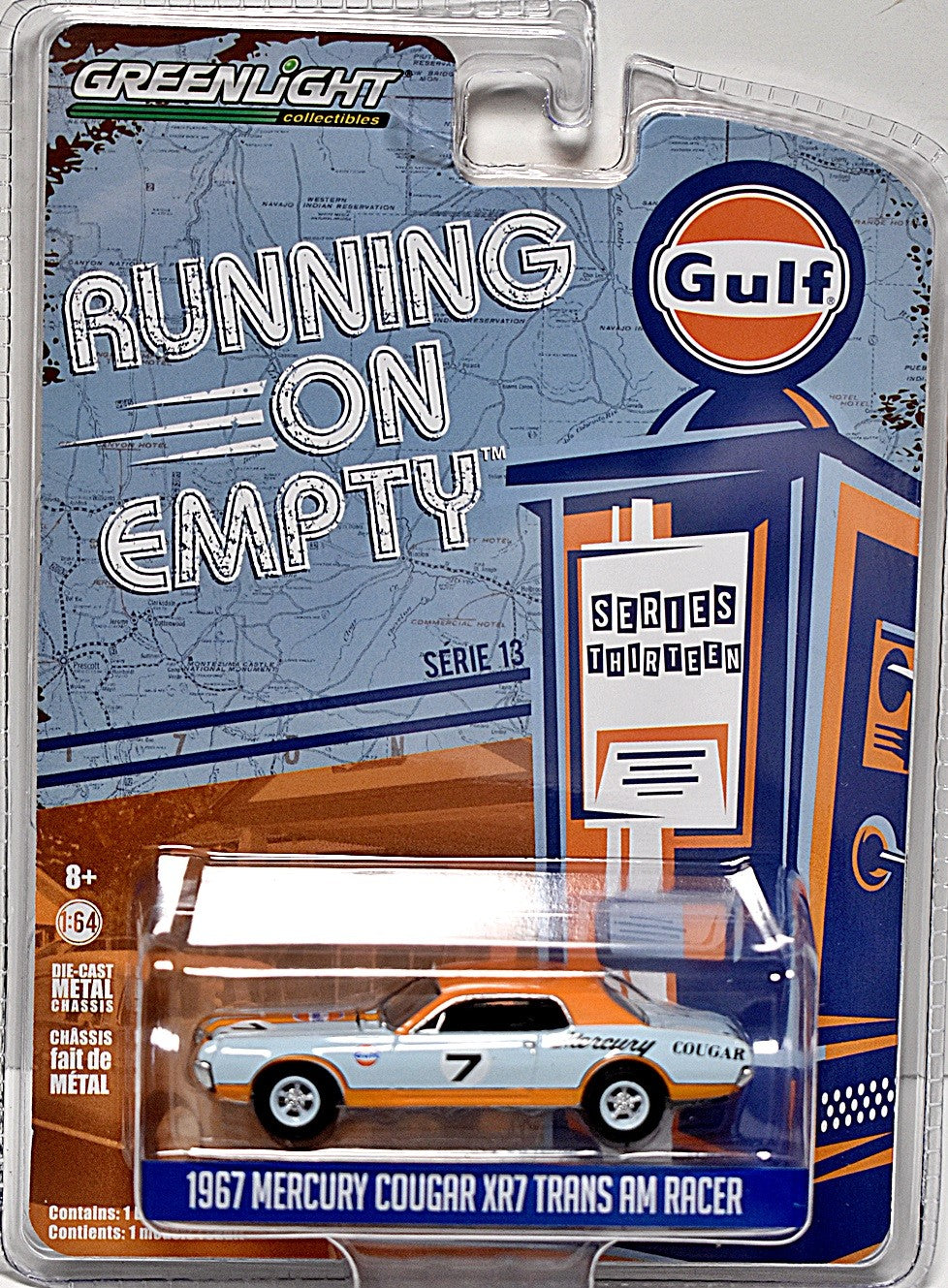 Greenlight - Running on Empty -  Gulf Racing - 1967 Mercury Cougar XR7 Trans Am Racer