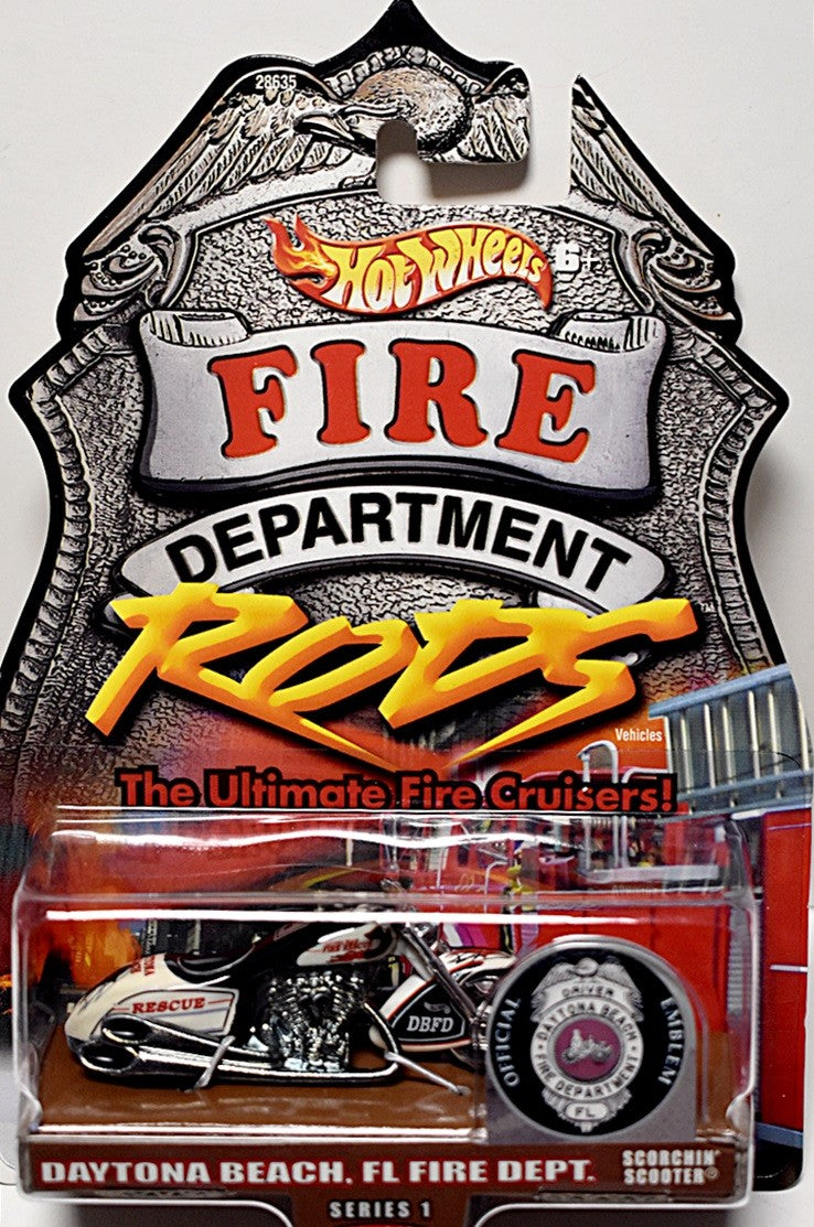 Hot Wheels Fire Rods - Daytona Beach FL Fire Dept - Custom Harley Davidson Rescue Bike