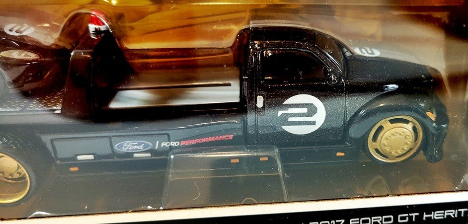 Maisto - Transport -  Ford GT  Heritage Edition & Flatbed Race Transporter