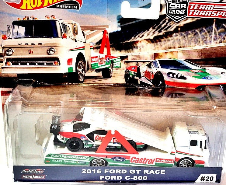 Hot Wheels Car Culture - Team Transport - Ford GT Race & 1960's Ford C-800 Transporter