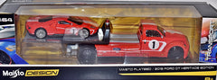 Maisto - Transport -  Ford GT  Heritage Edition & Flatbed Race Transporter