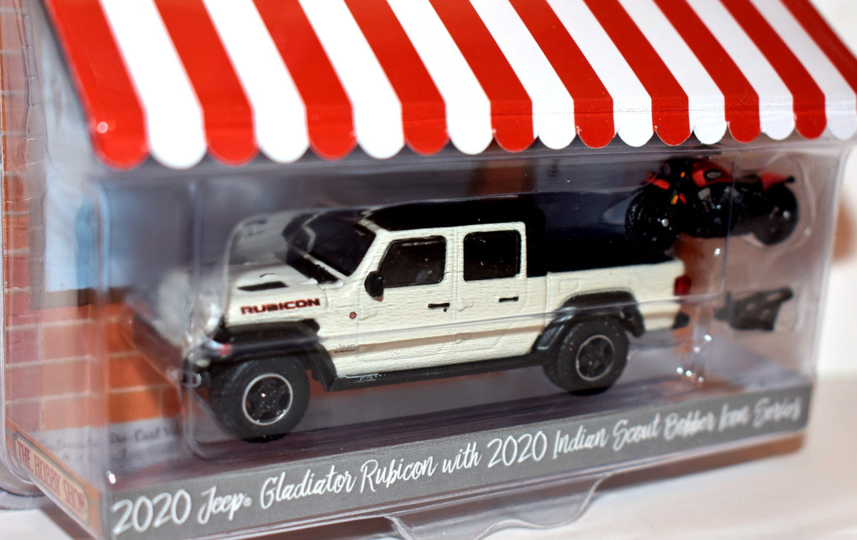 Greenlight Hobby Shop - Jeep Gladiator with 2020 Indian Scout Bobber Icon Series