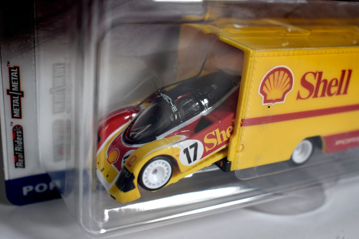 Hot Wheels Car Culture - Team Transport - Shell Oil  Racing Porsche 962 & Sprinter Transporter Team