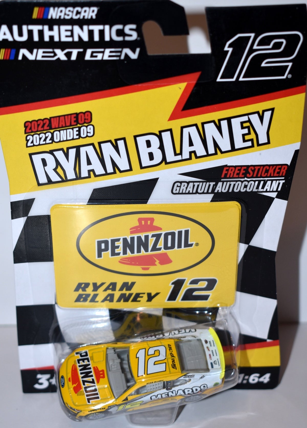 NASCAR Authentics - Ryan Blaney Pennzoil Menards  Ford Mustang
