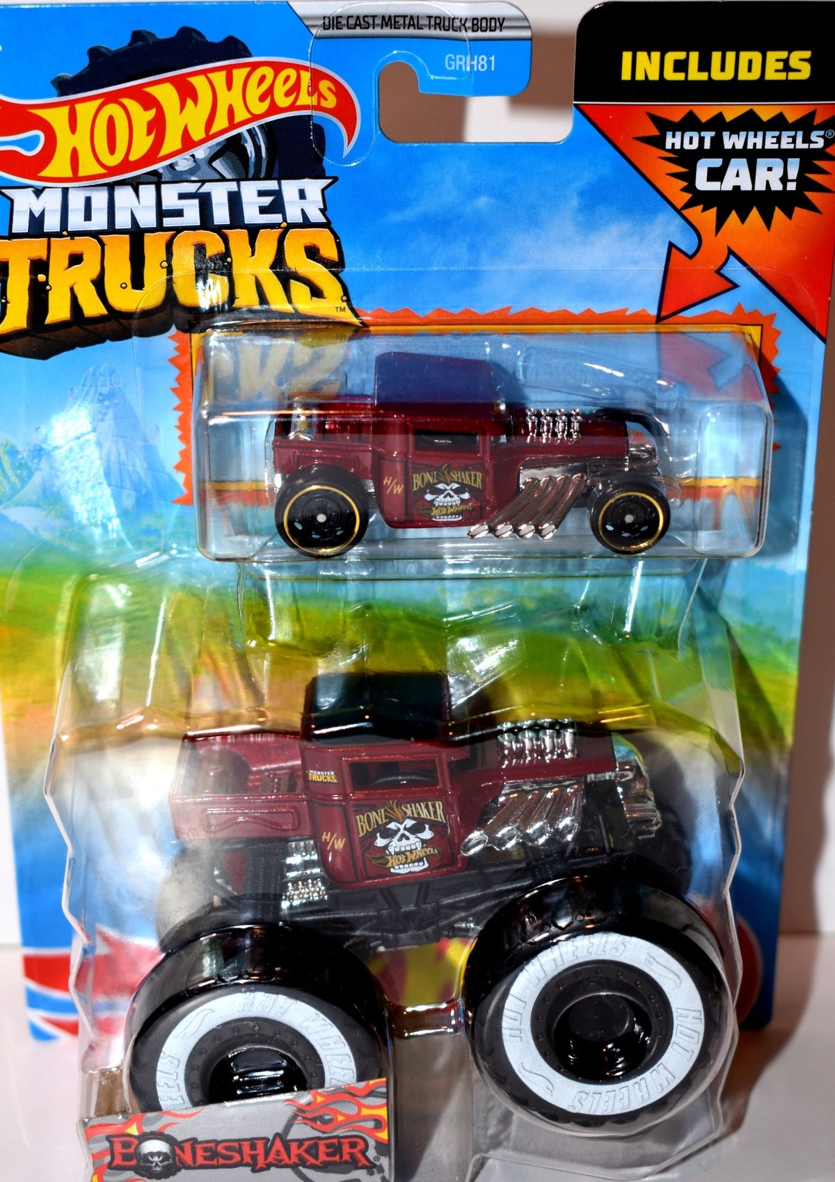 Hot Wheels Monster Trucks Set - Bone Shaker Hot Rod Ford Pickup Truck set