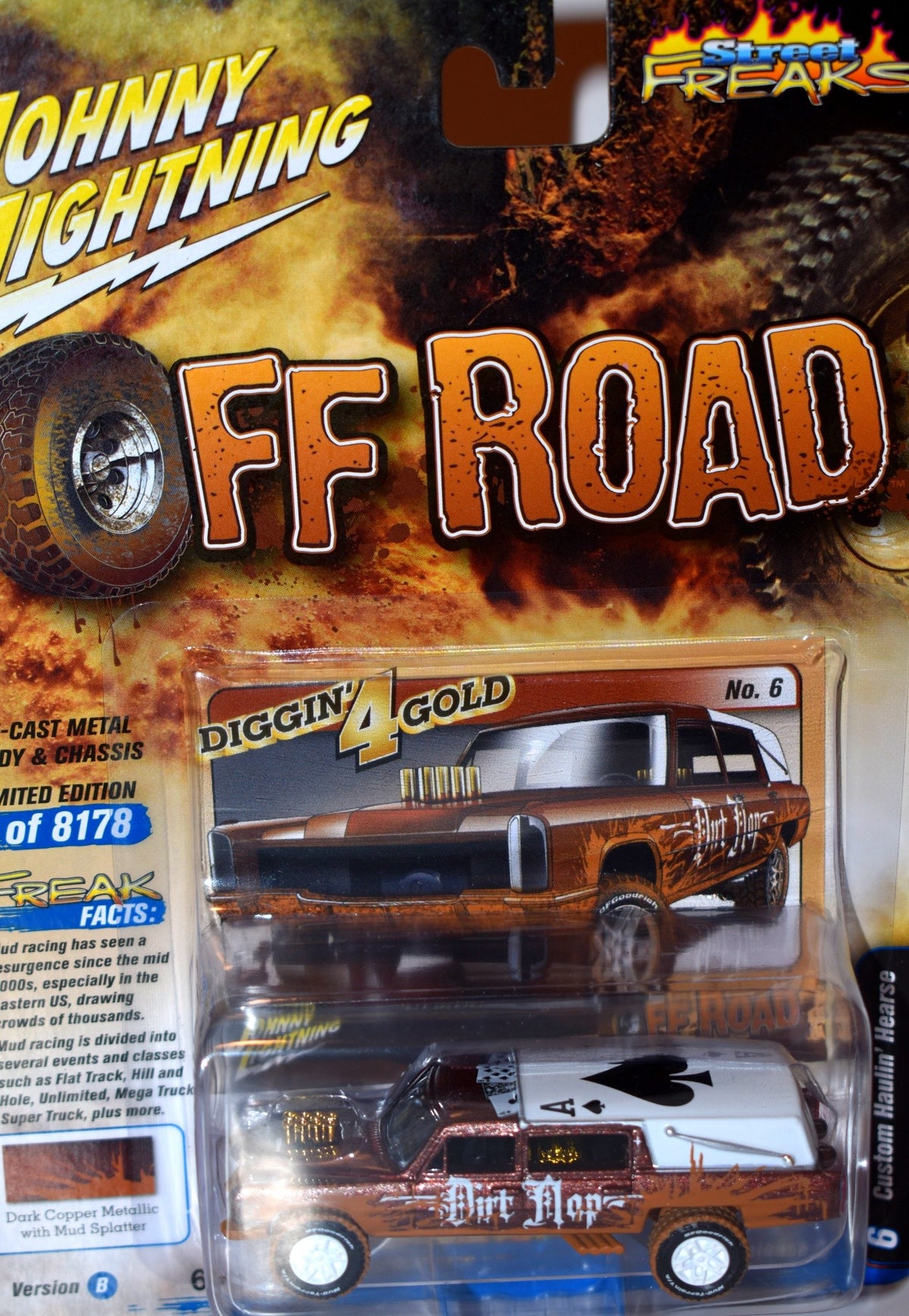 Johnny Lightning Street Freaks - Off Road - Dirt Nap - Cadillac Hearse 4x4