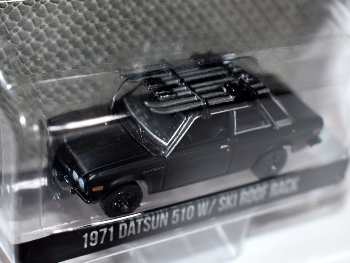 Greenlight - Black Bandit -  1971 Murdered Out 1970 Datsun 510 w/ Ski Rack