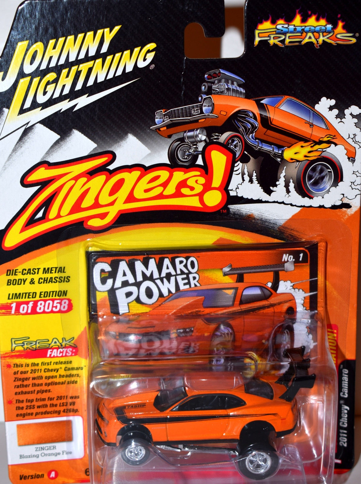 Johnny Lightning Street Freaks - Blazing Orange Fire - 2011 Chevrolet Camaro