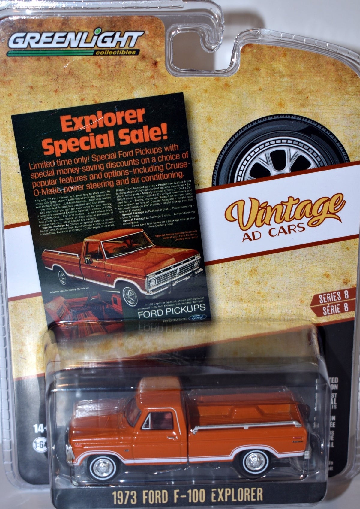 Greenlight Vintage Auto Ads - 1973 Ford F-100 Explorer Pickup Truck