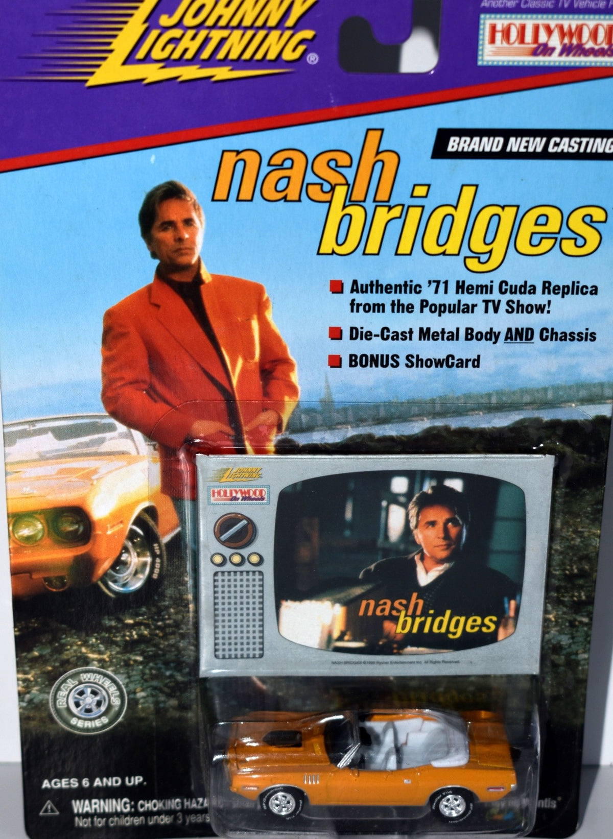 Johnny Lighting Hollywood on Wheels - Nash Bridges Don Johnson 1971 Plymouth Cuda Convertible