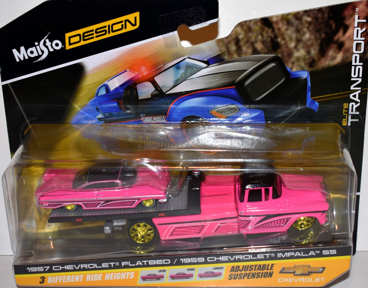 Maisto Elite Transports - 1959 Chevrolet Impala Lowrider and 1957 Chevy Flatbed (Error Set)