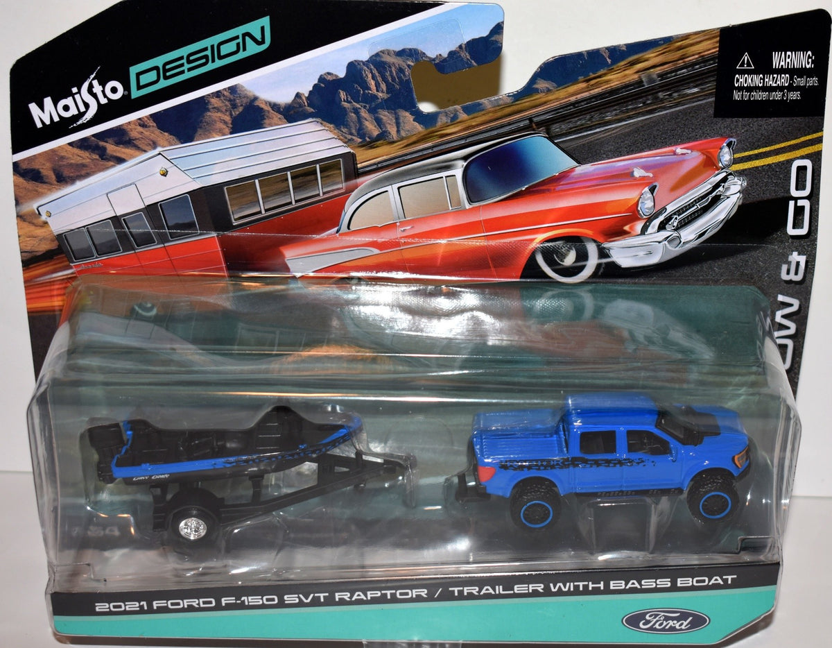 Maisto - Transport -  2021 Ford  SVT Raptor with Bass Boast & Trailer