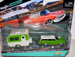 Maisto - Tow & Go - 1962 Chevy Biscayne Station Wagon and Classic Craft Trailer Set