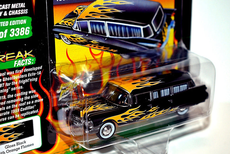 Johnny Lightning Black with Flames - 1959 Cadillac Ambulance