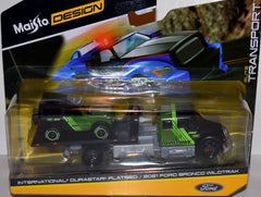 Maisto Elite Transport - International Durastar Flatbed and 2021 Ford Bronco WIldTrak