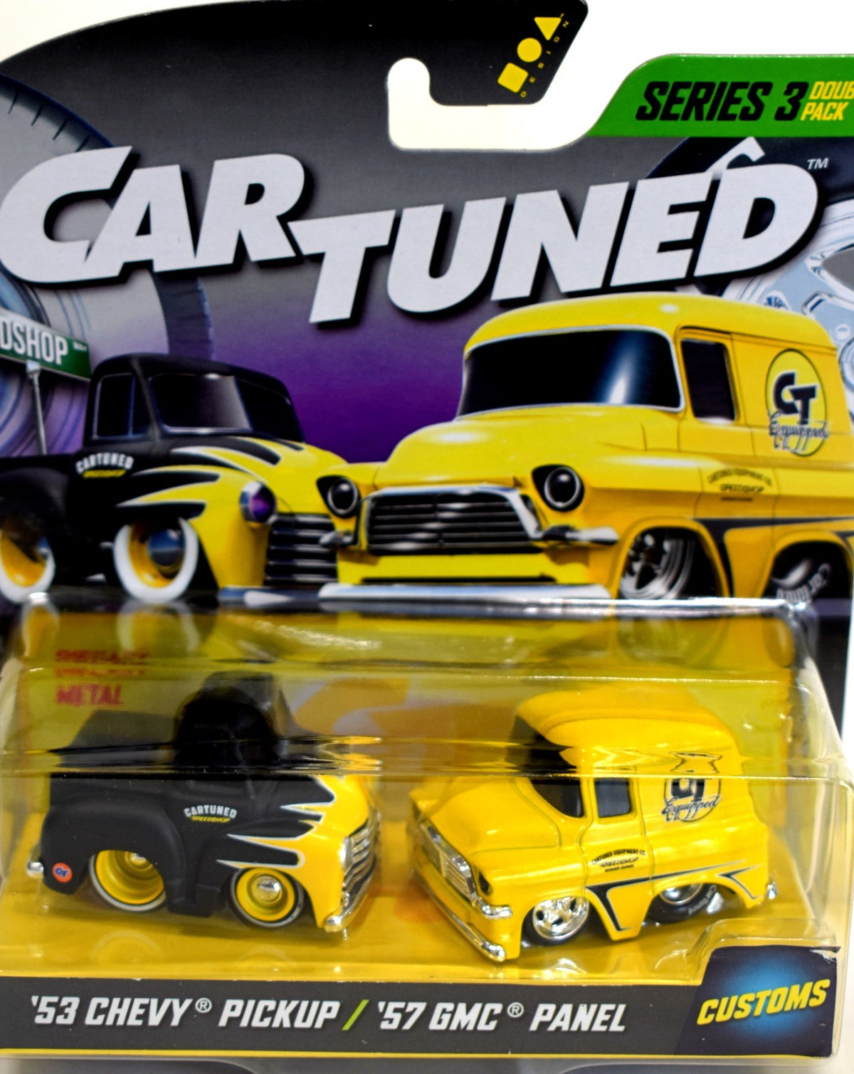 MGA Entertainment - CarTuned Moon Equipped GM Truck Set - 53 Chevy Pickup Truck & 57 GMC Panel Truck