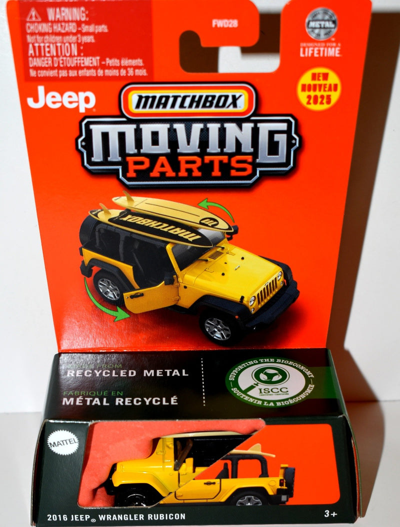 Matchbox Moving Parts - New for 2025 - 2016 Jeep Wrangle Rubicon with Surfboards