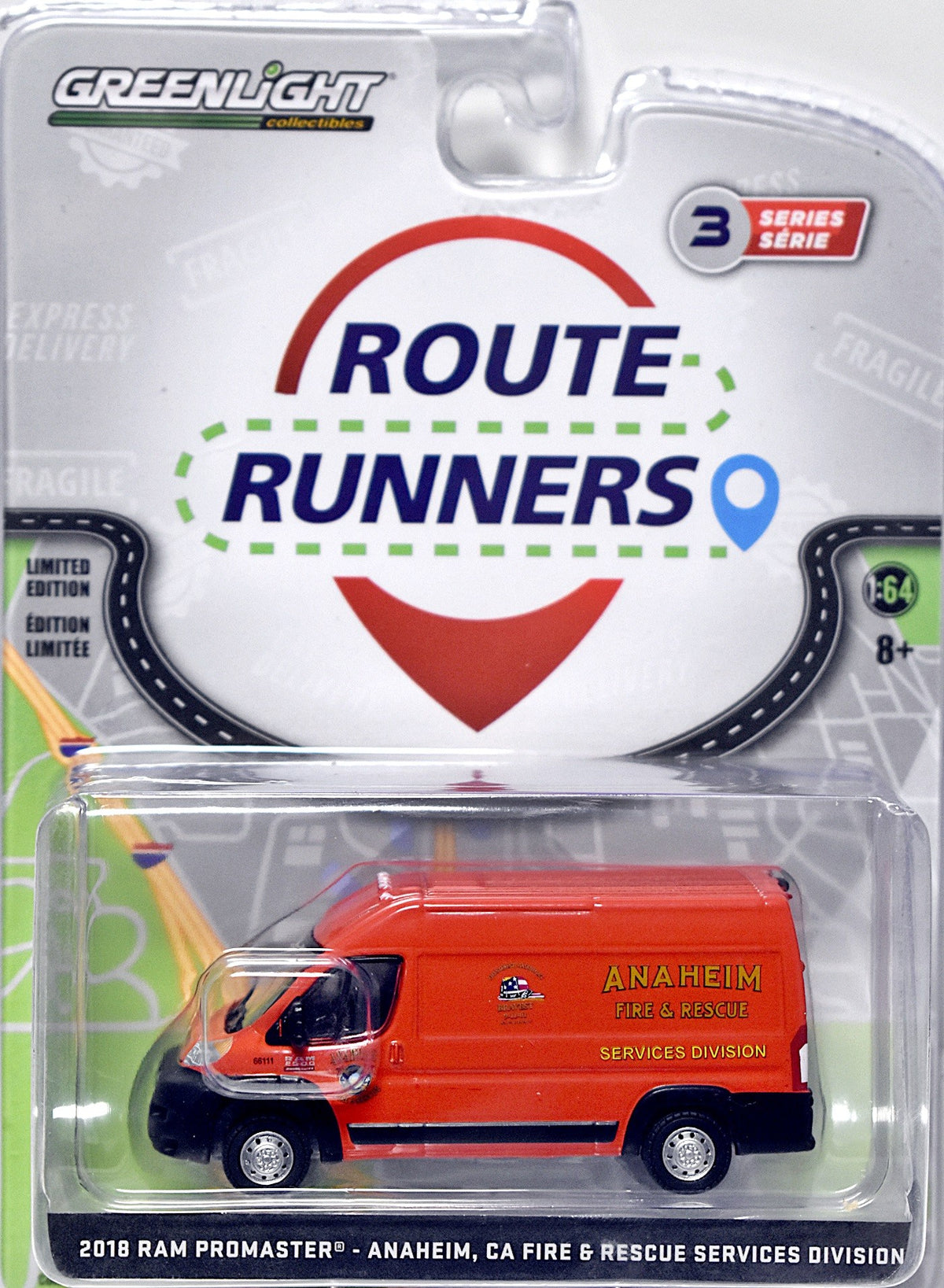 Greenlight - Route Runners - Anaheim Fire & Rescue Dodge RAM ProMaster Van
