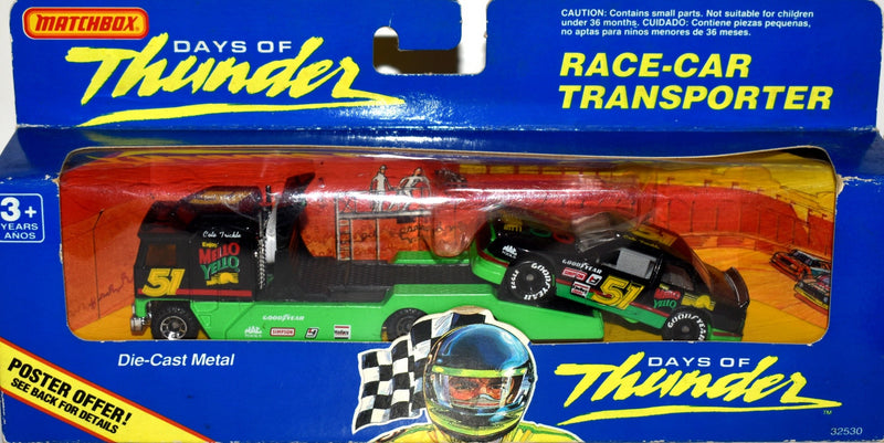 Matchbox - Days of Thunder Cole Trickle Mello Yellow NASCAR Transporter and Stock Car Set