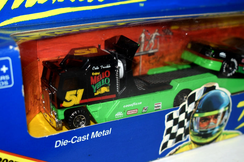 Matchbox - Days of Thunder Cole Trickle Mello Yellow NASCAR Transporter and Stock Car Set