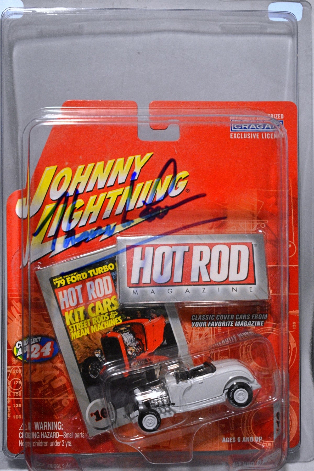 Johnny Lightning -  Tom Lowe Signed White Lightning 32 Ford Deuce Roadster
