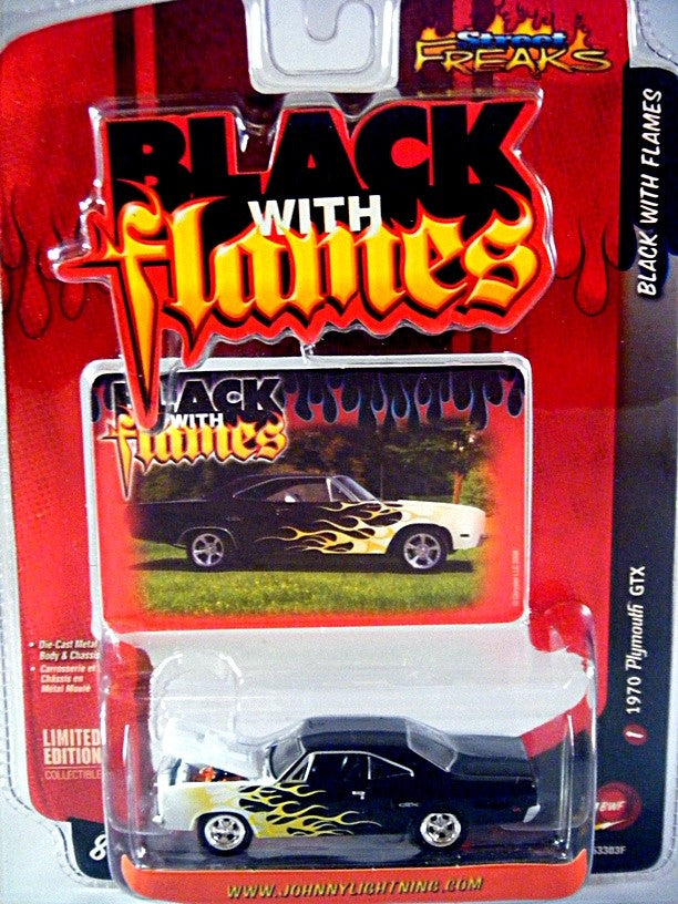 Johnny Lightning Black with Flames 1970 Plymouth GTX
