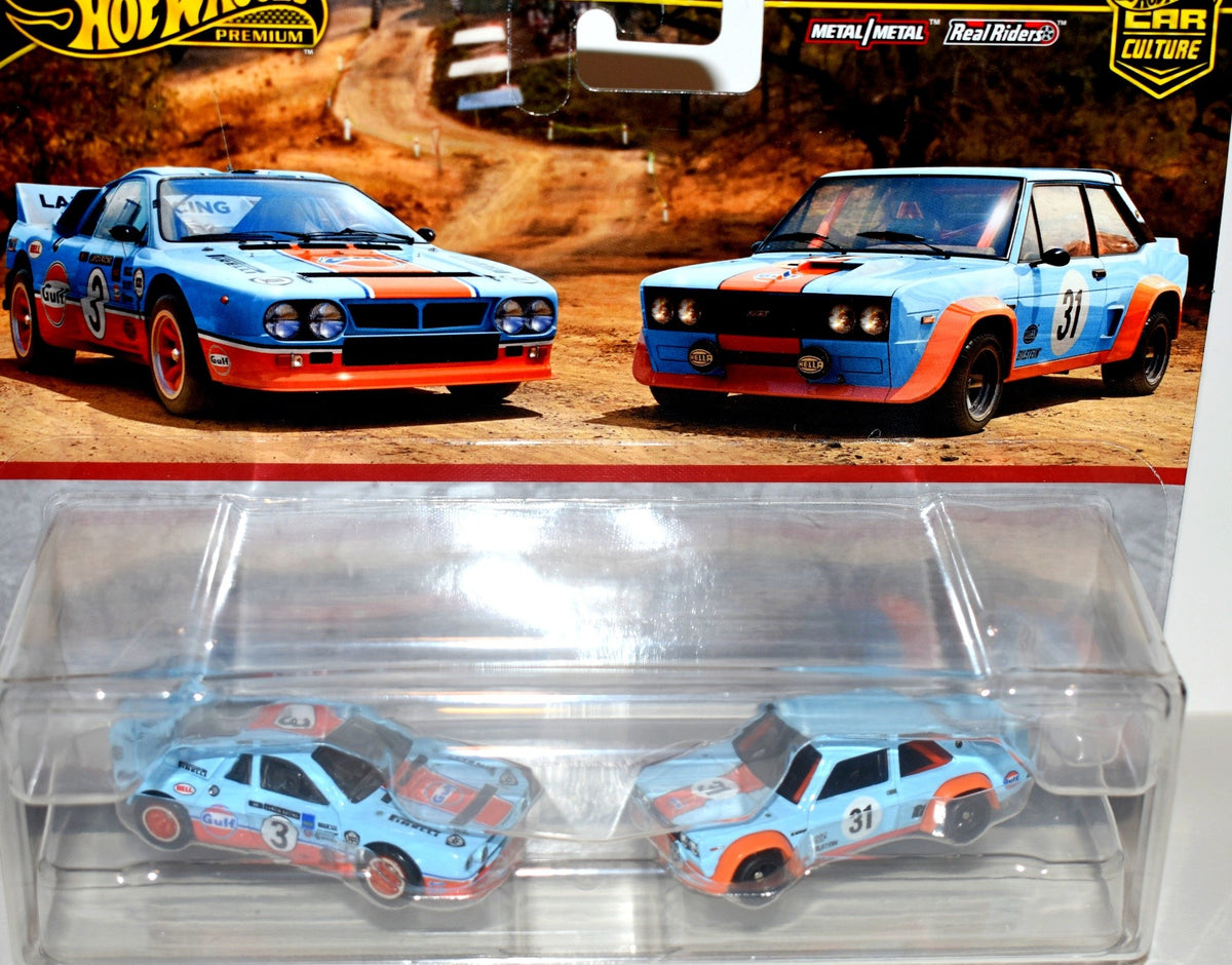 Hot Wheels Premium -  Gulf Racing Set - Lancia Rally 037 & Fiat 131 Abarth
