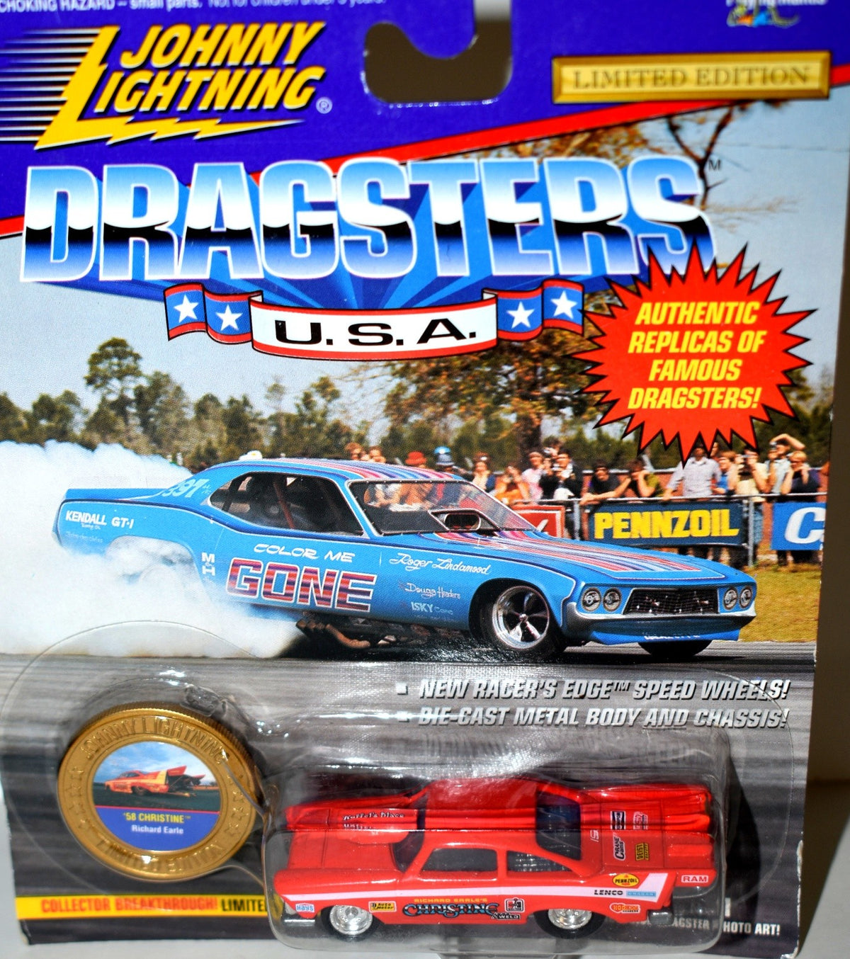 Johnny Lightning Dragsters USA - Richard Earles Christine 1958 Plymouth Fury NHRA Pro Stock