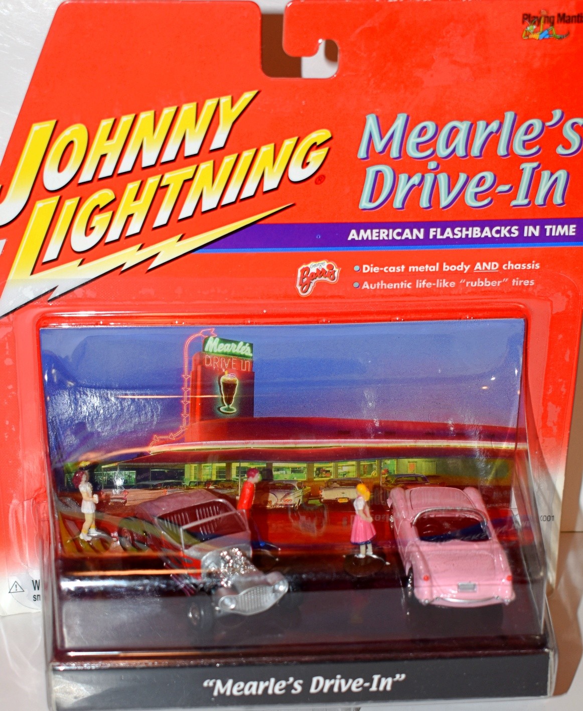 Johnny Lightning Diorama Sets - Mearles Drive-In 1954 Chevy Corvette & Barris Emporer Hot Rod