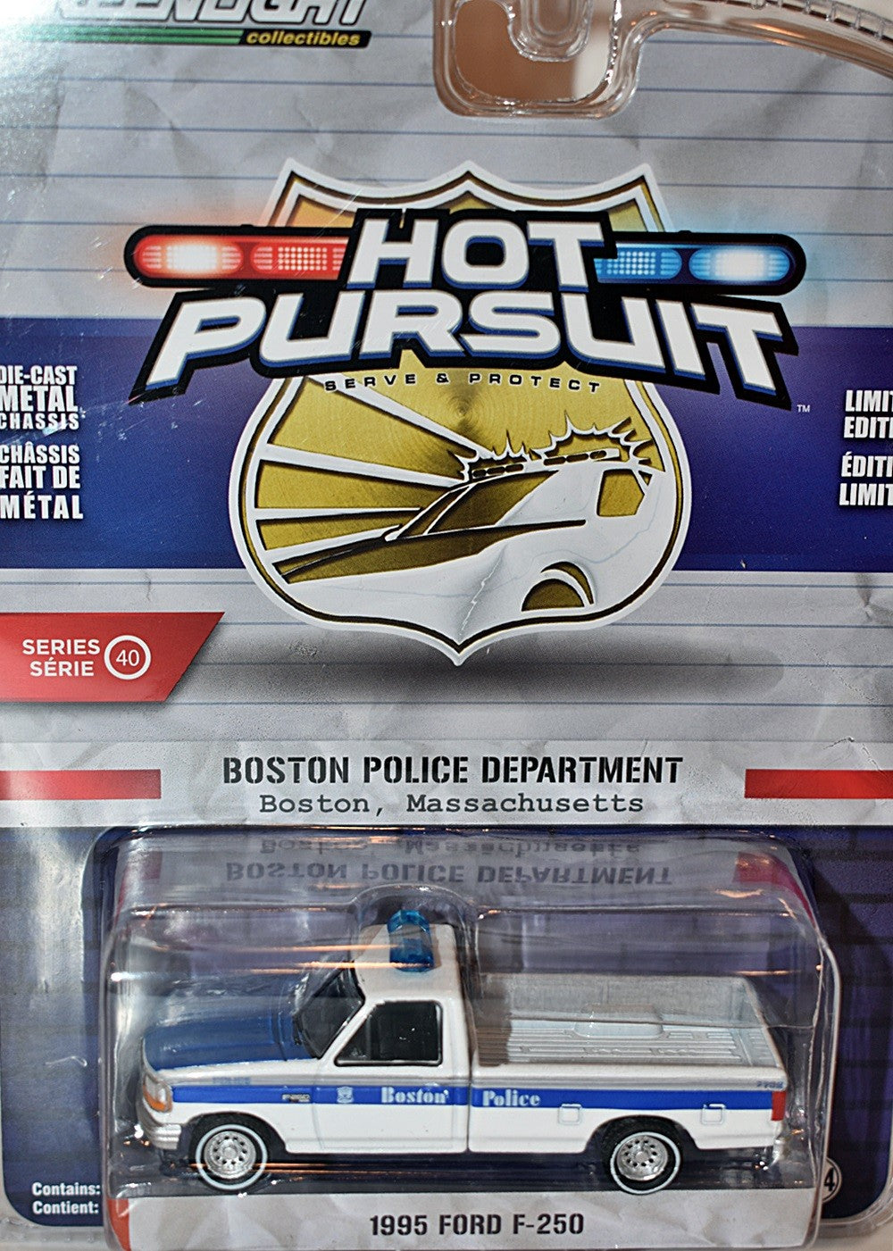 Greenlight Hot Pursuit  -  Boston Police Ford F250 Pickup Truck
