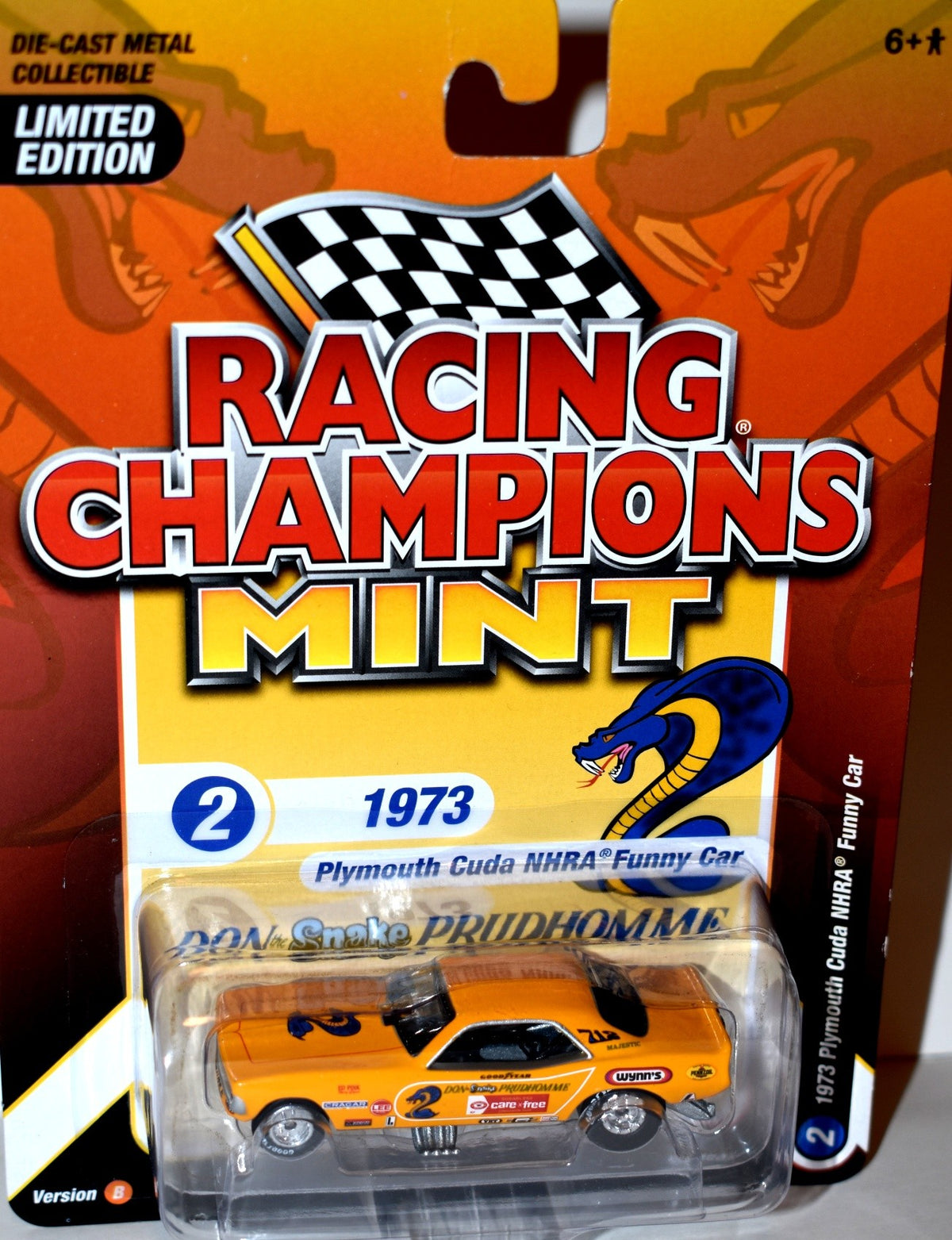 Racing Champions Mint Series - Don the SNAKE Prudhomme 1973 Plymouth CUDA NHRA Funny Car